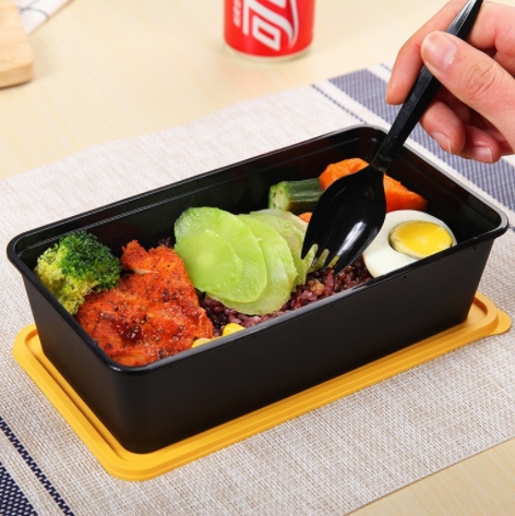 一次性饭盒长方形塑料便当餐具批发PP外卖打包盒烧腊带盖外卖餐